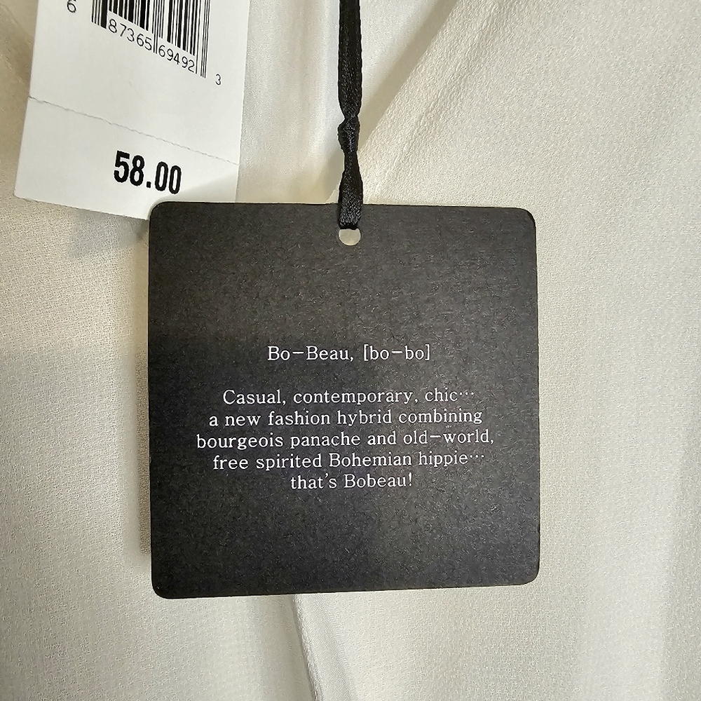 Bobeau Womens Off-White Polyester Wrap-style Embroidered Boho Blouse L - Picture 5 of 6
